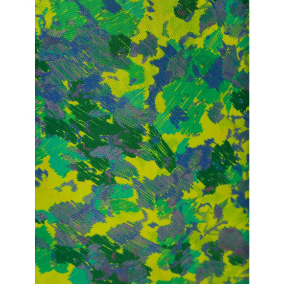 Ganni Painterly Print Turtleneck Top Mesh Blouse Womens XL Artsy Bold Retro - Picture 4 of 8